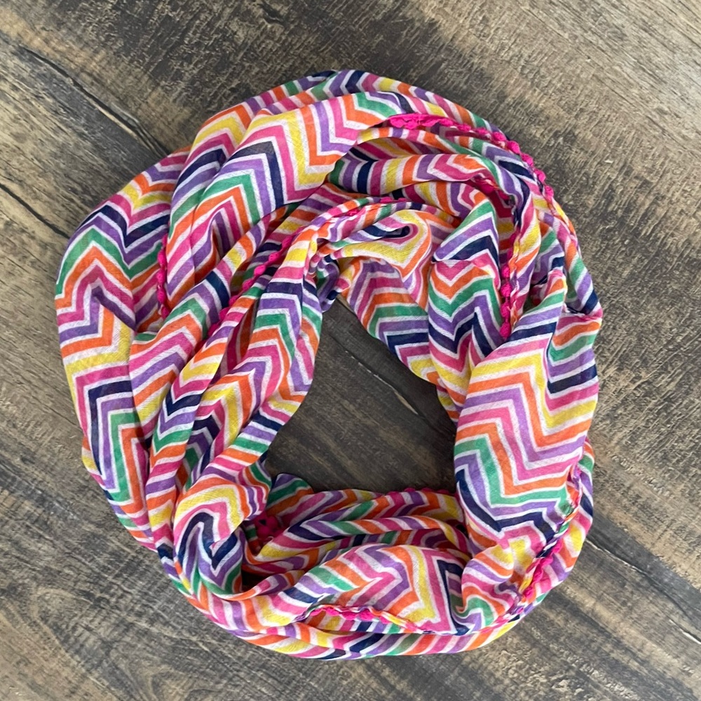 Multi-colored chevron infinity scarf
